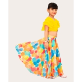 Girls Multicolour Georgette Silk Lehenga and Three Layered Frill Blouse Set Ethnic Wear Girls-Yellow / 4 Years-5 Years