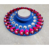 Elegant Blue and Pink Beaded Floating Candle Holder