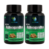 VEDAPURE Ashwagandha ( Withania somnifera ) General Health, Anxiety & Stress Relief, Energy & Endurance- 60 capsules (Pack of 2)