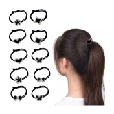 Lykaa Korean Style Rubber Bands with Knots in Multiple Designs Hair Ties for Women - Pack of 10 - Black