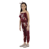 Kids Cave - Maroon Crepe Girls Jumpsuit ( Pack of 1 ) - None