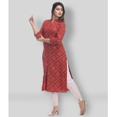 Maquien - Red Rayon Womens Front Slit Kurti ( Pack of 1 ) - XL