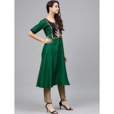 Women Green & Black Yoke Design A-Line Kurta