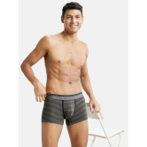 Jockey US68 Men Super Combed Cotton Elastane Stripe Trunk with Ultrasoft Waistband - Deep Olive - None