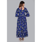 Smien Rayon Printed Anarkali Womens Kurti - Blue ( Pack of 1 ) - None