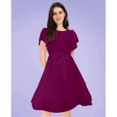 JASH CREATION Georgette Solid Knee Length Womens Fit & Flare Dress - Magenta ( Pack of 1 ) - None