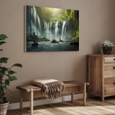 Beautiful Waterfall Landscape Wood Print Vastu Wall Art-9 X 12 Inches / Birchwood Thickness: 12mm