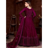 A TO Z CART Wine Flared Net Womens Semi Stitched Ethnic Gown ( Pack of 1 ) - None