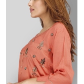 JC4U - Peach Rayon Womens Straight Kurti ( Pack of 1 ) - L