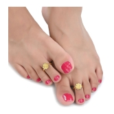 AanyaCentric Gold & Silver Plated 4 Pair Toe Rings - Multi Color