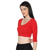 Women's 3/4 Length Cotton Stretchable Readymade Plain Blouse - Red Red M