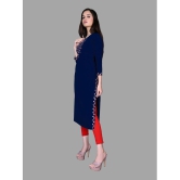 haya fashion - Navy Rayon Women's Straight Kurti ( Pack of 1 ) - None