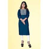 haya fashion - Blue Rayon Womens Straight Kurti ( Pack of 1 ) - None