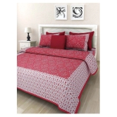 Frionkandy Cotton Double Bedsheet with 2 Pillow Covers - Red