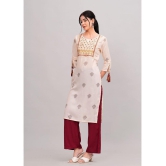 MAUKA Rayon Printed Kurti With Palazzo Womens Stitched Salwar Suit - Cream ( Pack of 1 ) - None