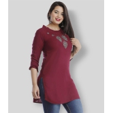 HIGHLIGHT FASHION EXPORT - Maroon Viscose Womens Straight Kurti ( Pack of 1 ) - XXL