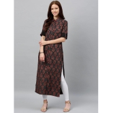 KIPEK - Black Cotton Womens Straight Kurti ( Pack of 1 ) - None