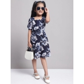 MINI & MING Girls Floral Printed Georgette Fit & Flare Dress