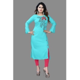 haya fashion - Turquoise Rayon Women's Straight Kurti ( Pack of 1 ) - None