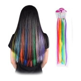 FOK 15 Pcs Cotton Rubber Bands Clip In Hair Extension Multi Colour