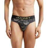 Jockey FP22 Men Super Combed Cotton Elastane Stretch Printed Brief - Black & Empire Yellow - None