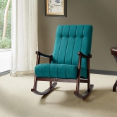 Risco Rocking Chair With Button Tufted Back (Teal)-Teal