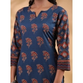 Vbuyz Cotton Printed Straight Womens Kurti - Blue ( Pack of 1 ) - None