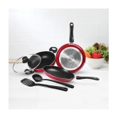 Milton Pro Cook Kitchen Jewel Set of 5 (Fry pan 24 cm/1.6 Litres; Kadhai 24 cm/2.5 Litres with glass lid; Tawa 25 cm;Nylon Laddle and Spatula), Maroon | Induction | Dishwasher | Hot Plate | 