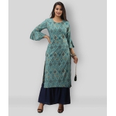 MAUKA - Turquoise Green Straight Rayon Womens Stitched Salwar Suit ( Pack of 1 ) - XL