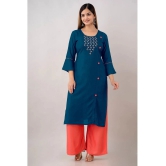 Kapadia - Teal Rayon Womens Straight Kurti ( Pack of 1 ) - None