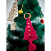 Macrame Christmas Tree - Red and White (Single Piece)-Red