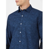 UrbanMark Mens 100% Cotton Full Sleeves Slim Fit Printed Casual Shirt-Navy - None