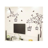 Asmi Collection Tree Birds and Cage Nature Sticker ( 110 x 140 cms )