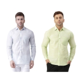 KLOSET By RIAG 100% Cotton Regular Fit Solids Full Sleeves Men's Casual Shirt - Lime Green ( Pack of 2 ) - None