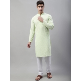 Jompers Mens Green Embroidered Kurta Only-XXL / Green