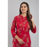 MAUKA - Red Rayon Women''s Straight Kurti ( Pack of 1 ) - None