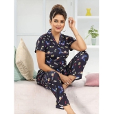 FOMTI - Navy Blue Satin Women's Nightwear Nightsuit Sets ( Pack of 1 ) - None