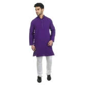 DESHBANDHU DBK Purple 100 Percent Cotton Kurta Single - None