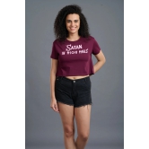 Satan In High Heels Printed Maroon Crop Top for Women S