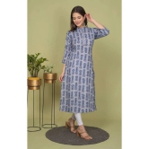 Estela Cotton Blend Printed Straight Womens Kurti - Grey ( Pack of 1 ) - None