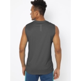 Men Dark Grey Textured Sleeveless Sports T-shirt