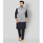 Paul Street - Blue Cotton Blend Slim Fit Mens Kurta Pyjama Set ( Pack of 1 ) - None