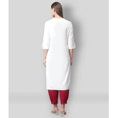 Divena - White Cotton Blend Womens Straight Kurti - XS