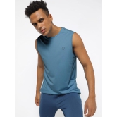 Men Light Blue Textured Sleeveless Sports T-shirt