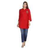 HIGHLIGHT FASHION EXPORT - Red Rayon Womens Straight Kurti ( Pack of 1 ) - L