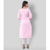 DESHBANDHU DBK - Pink Cotton Womens Straight Kurti - None