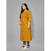 RIAANA - Mustard Cotton Blend Women's Straight Kurti ( Pack of 1 ) - None