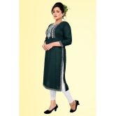 haya fashion - Green Rayon Women's Straight Kurti ( Pack of 1 ) - None