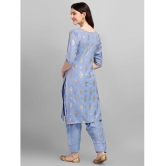 gufrina Rayon Printed Kurti With Salwar Womens Stitched Salwar Suit - Light Blue ( Pack of 1 ) - None