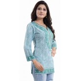 Meher Impex - Turquoise Crepe Womens Straight Kurti ( Pack of 1 ) - 3XL